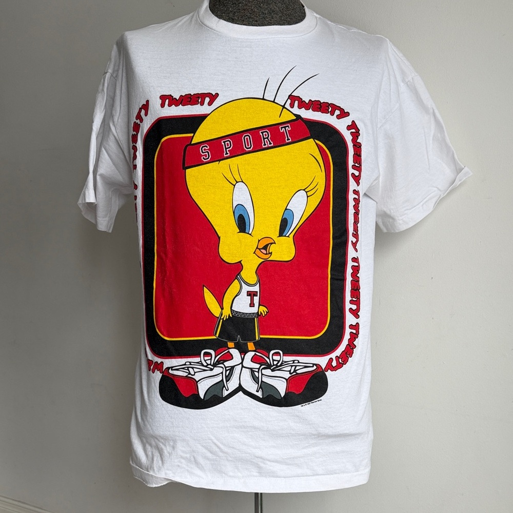 1997 Tweety Sport Graphic Men's White T-Shirt